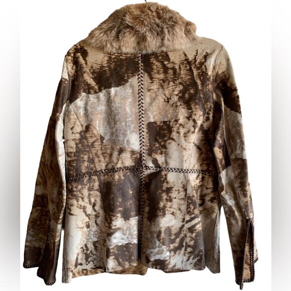 Custom Made Calf Hair Cow Print Detachable Fur Jacket Western Boho Chic - Picture 2 of 15